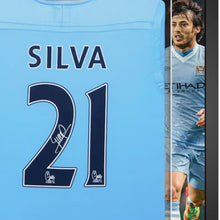 画像をギャラリービューアに読み込む, ダビド・シルバ【直筆サイン入り】マンチェスター・シティホームユニホーム2011/12(フレーム入り)