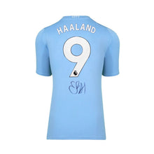 画像をギャラリービューアに読み込む, ハーランド【直筆サイン入り】 2023-24マンチェスター・シティホームユニホーム(フレームなし)