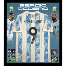 画像をギャラリービューアに読み込む, セルヒオ・アグエロ【直筆サイン】アルゼンチン代表ホームユニホーム(フレーム入り)