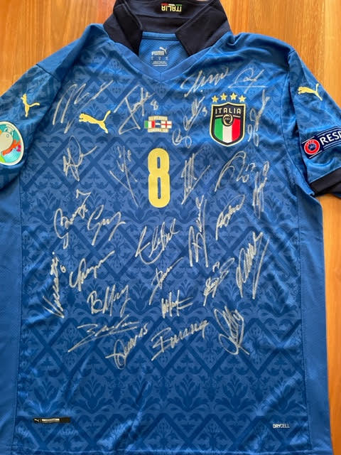 額無し】EURO2020優勝メンバー直筆サイン入りイタリア代表ユニフォーム