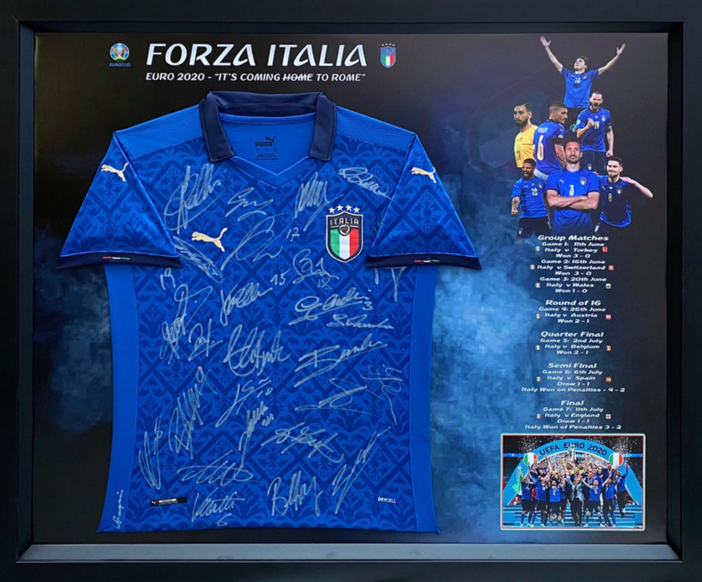 額入り】EURO2020優勝メンバー直筆サイン入りイタリア代表ユニフォーム