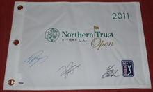 画像をギャラリービューアに読み込む, 松山英樹 石川遼 直筆サイン入り 2011ノーザントラストオープンピンフラッグ