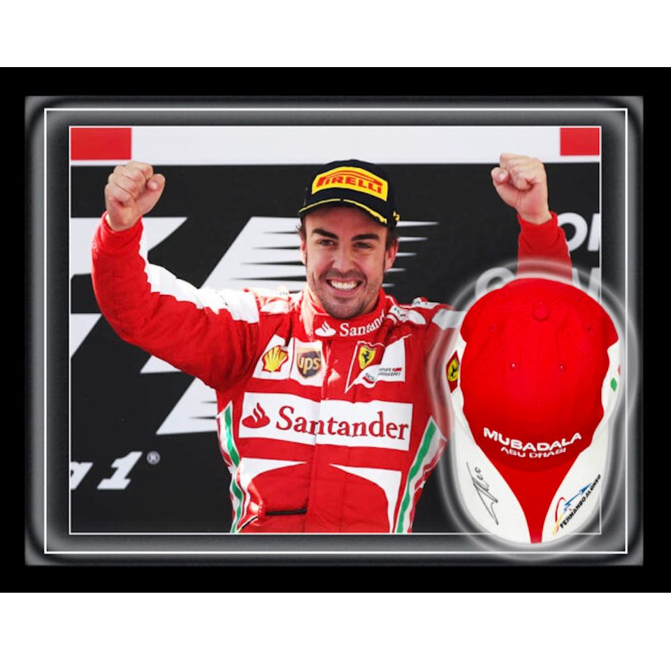 フェルナンド・アロンソ 【直筆サイン入り】 フェラーリキャップ・ドーム型フレーム