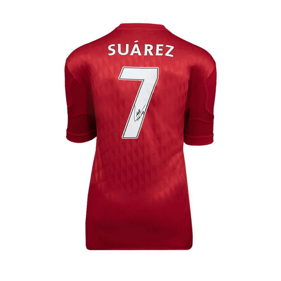 ルイス・スアレス【直筆サイン入り】2010-12リバプールホームユニホーム(フレームなし)