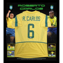 画像をギャラリービューアに読み込む, =残り1点= ロベルト・カルロス【直筆サイン入り】ブラジル代表ホームユニホーム(フレーム入り)
