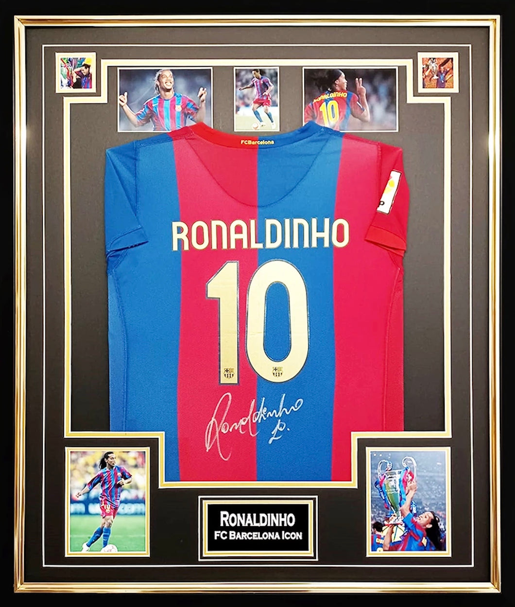 【額入り】 ロナウジーニョ 直筆サイン入り 2007-2008 FCバルセロナユニフォーム
